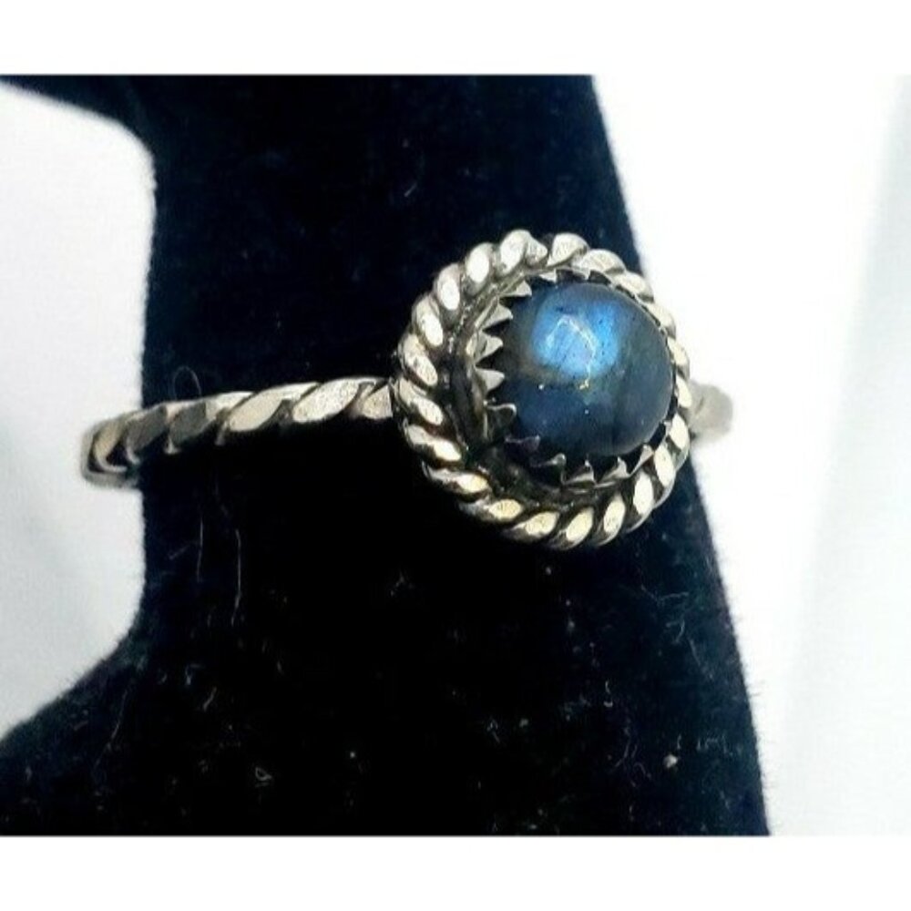 Sterling Silver labradorite crystal ring handmade 925 stackable ring